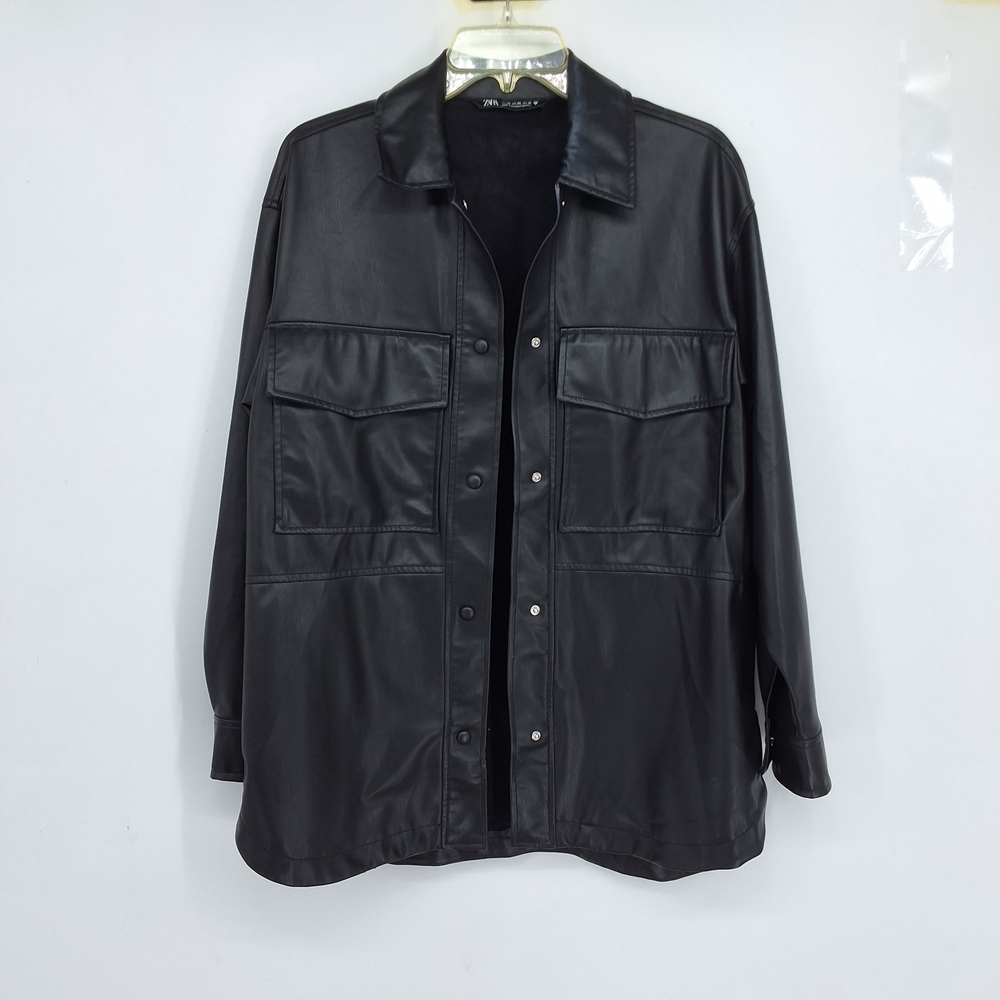 ZARA XS Faux Leather Shirt Jacket